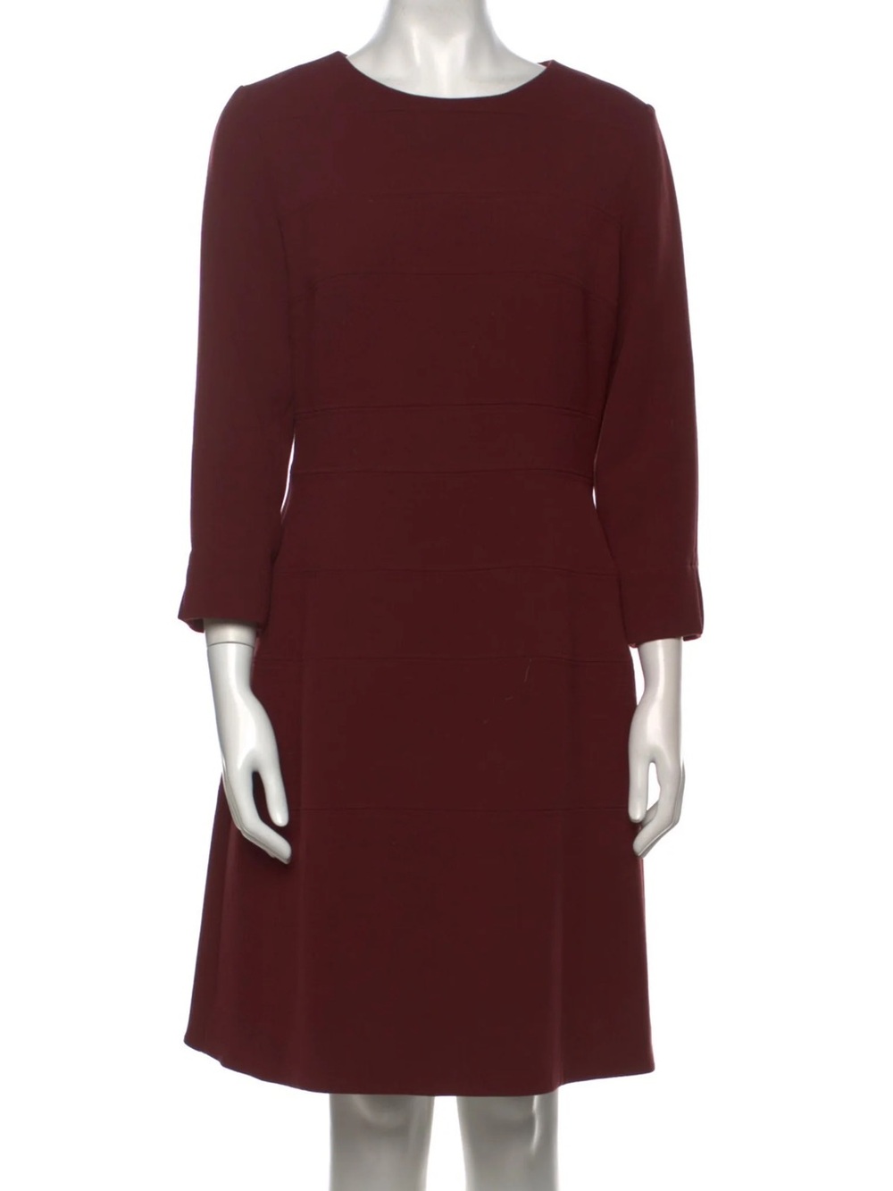 NATAN (luxury) $850 • 18” PTP Small • Scoop Neck Knee-Length Dress Burgundy - Picture 2 of 7